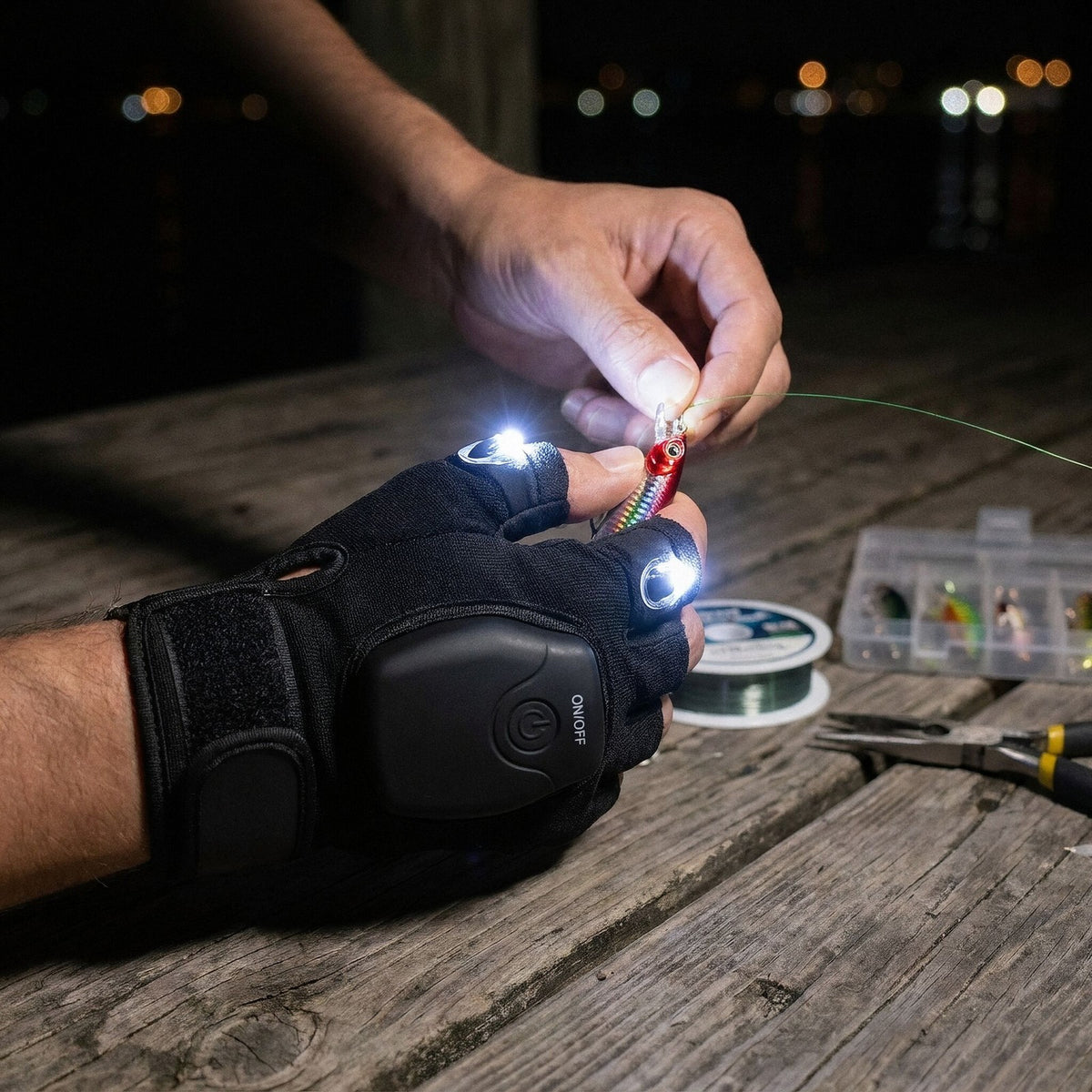 Rechargeable LED Finger Light Gloves for Mechanics & Outdoor Use