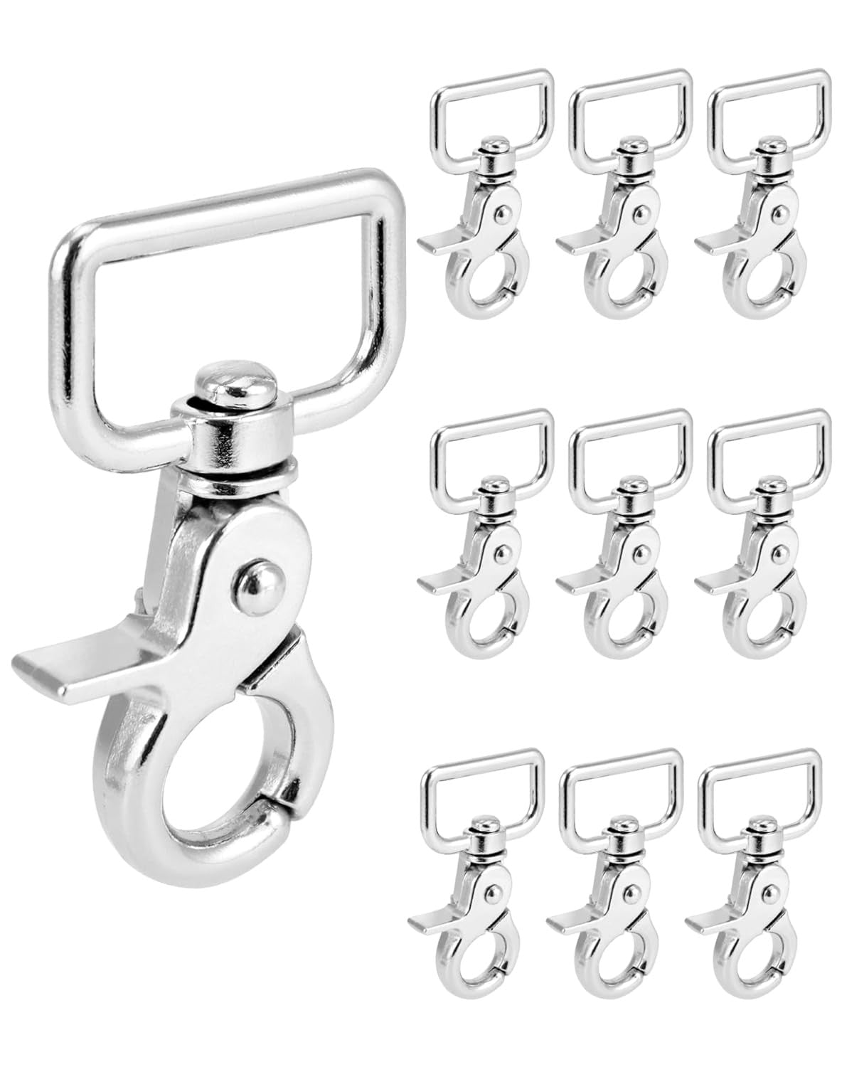 Heavy Duty Nickel Plated Swivel Snap Hooks 10 Pack for Crafts & Outdoor Use