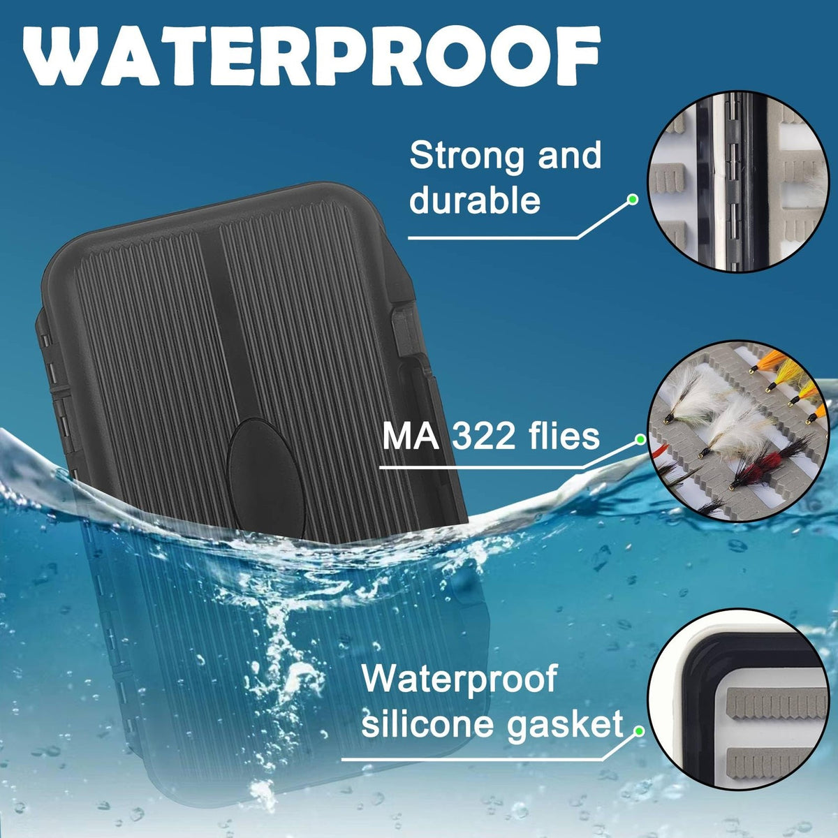 Waterproof Double Sided Fly Fishing Box with Foam Insert - Holds 322 Flies