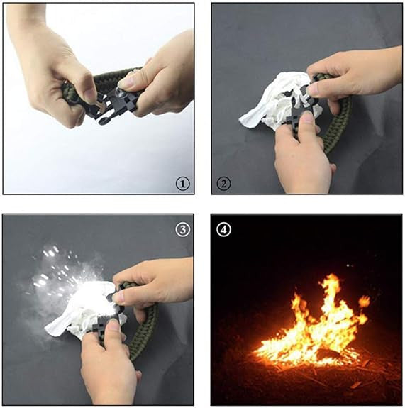 Multifunctional Survival Paracord Wristband with Compass Fire Starter Whistle