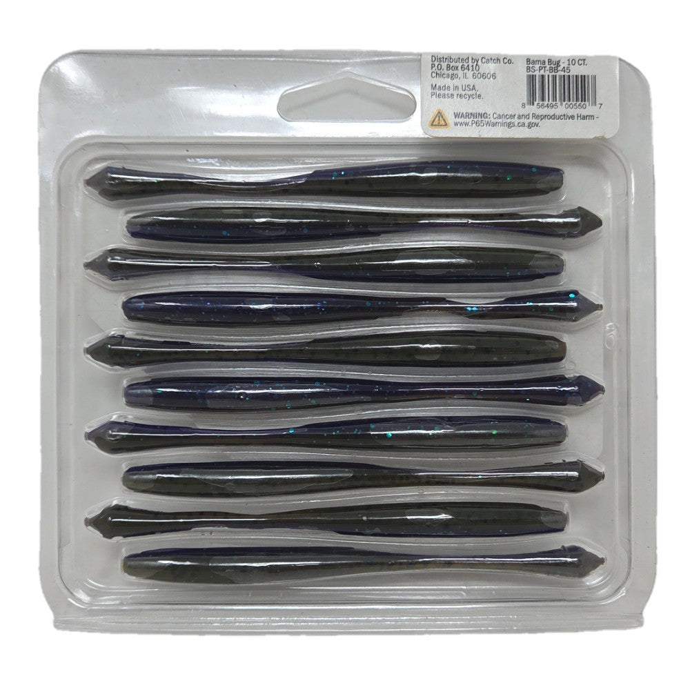 Bass Fishing Soft Plastic Worms - Finesse Drop Shot Baits with Plasma Tail - 10 Pack
