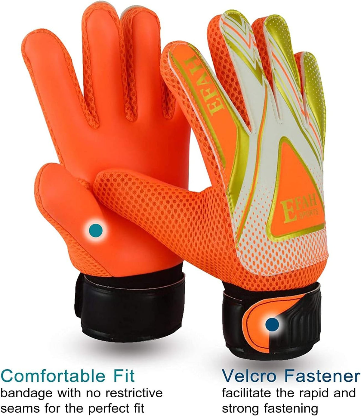 Kids Soccer Goalkeeper Gloves Size 4 - Anti-Slip Breathable Orange