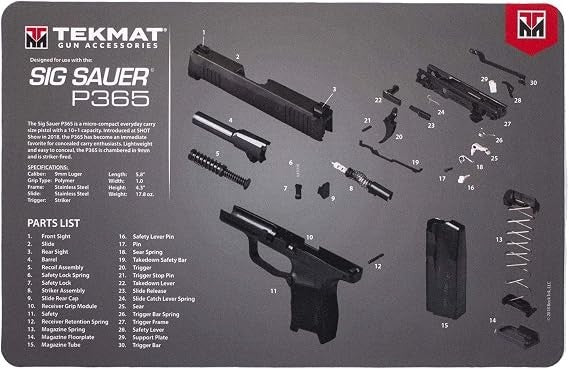 Gun Cleaning Mat Waterproof Scratch Proof 11x17 for Sig Sauer P365