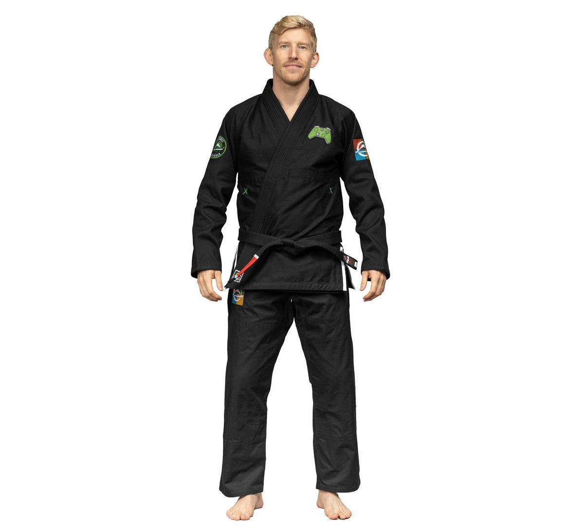 Lightweight Mens Jiu-Jitsu Gi - Gamer Series, Black & Green - Fuji Suparaito