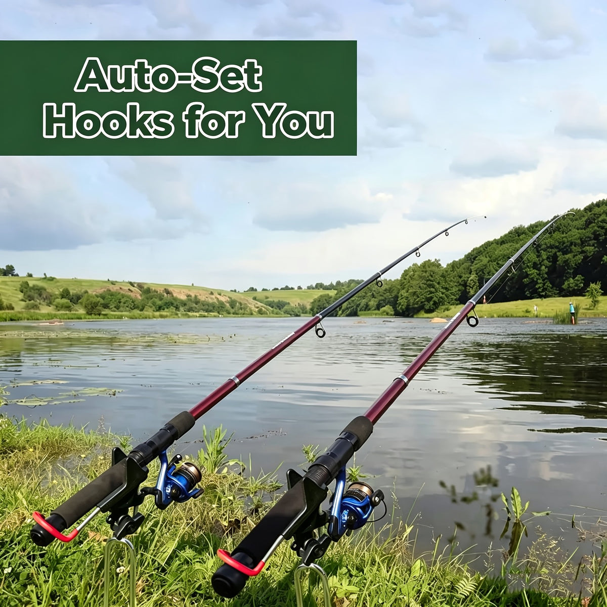 2PCS Adjustable Fishing Rod Holders for Ground & Bank Fishing - 360° Rotation