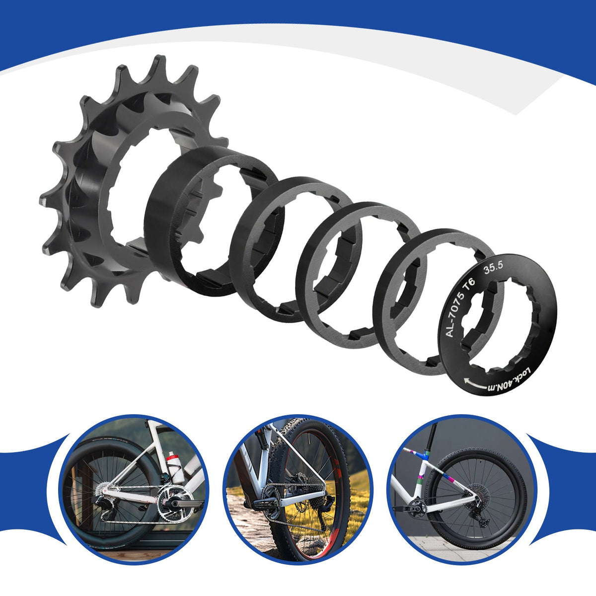 Single Speed Bicycle Conversion Kit for Shimano HG Freehub - Aluminum Alloy