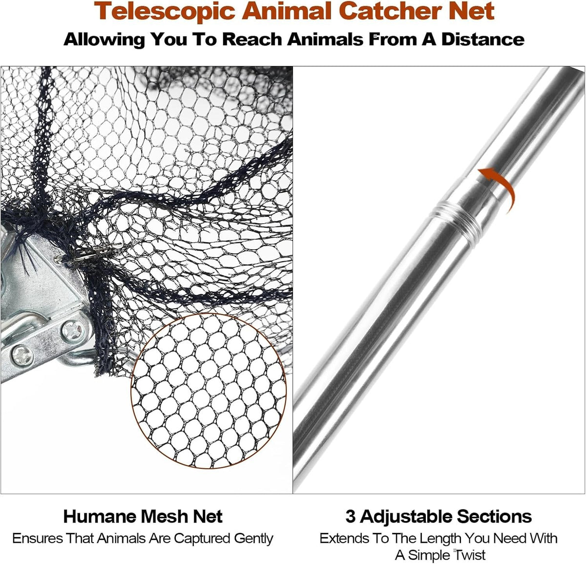 Extendable Chicken Catching Net with Long Handle for Poultry and Small Animals