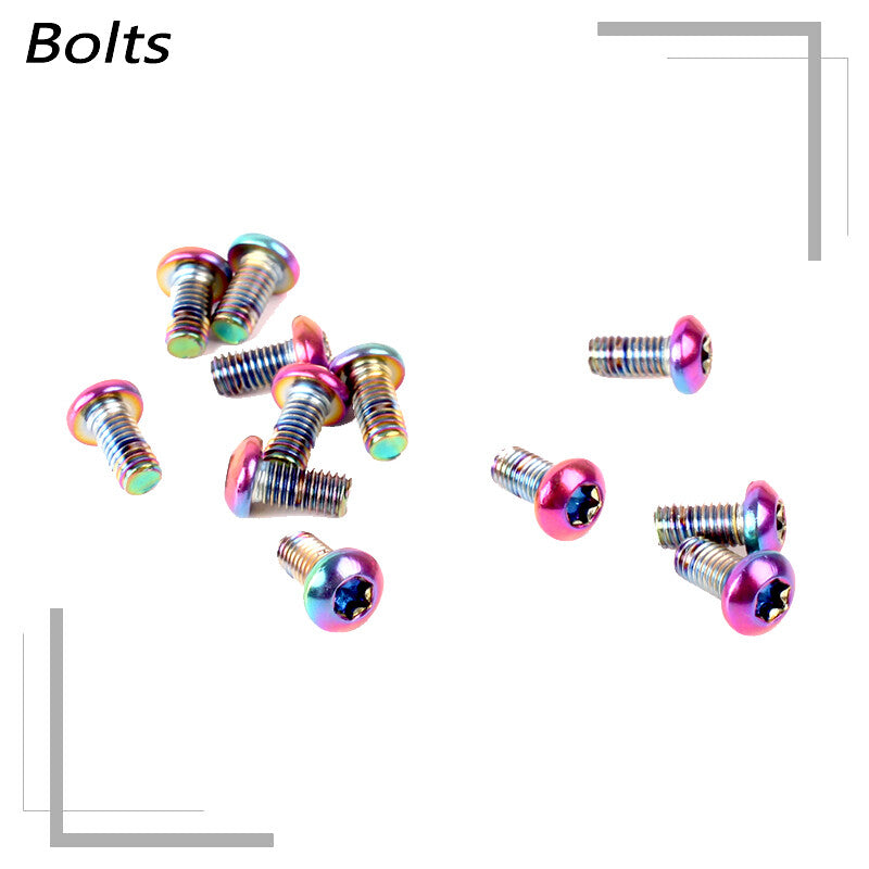 MTB Bike Floating Disc Brake Rotor Bolts Set - T25 Torx, Rainbow Finish, M5x10mm - 12 Pieces