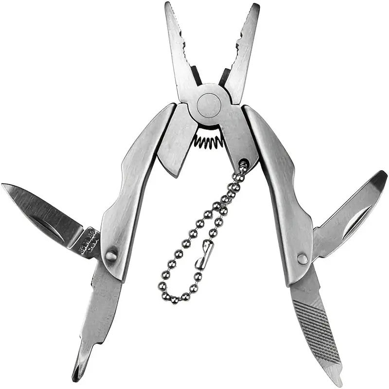 Portable Multi-Tool Pliers Knife Keychain Set - Stainless Steel, Outdoor