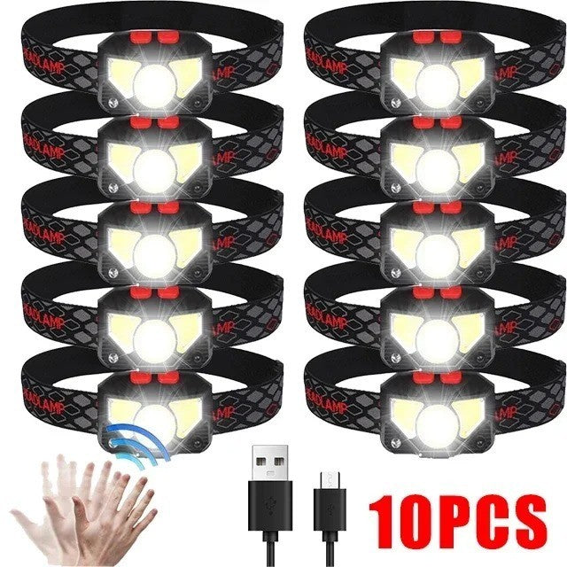 Rechargeable LED Headlamp with Bright White & Red Light for Outdoor Camping Hiking