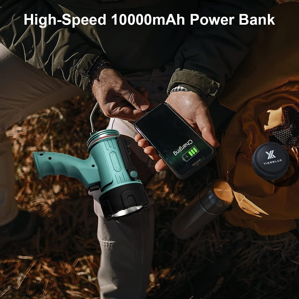 High Power Rechargeable LED Flashlight 200000 Lumens USB-C Battery
