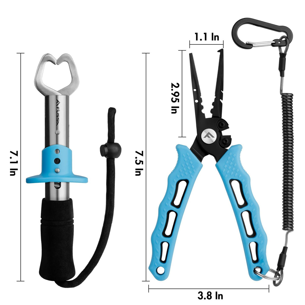 Fishing Pliers and Fish Lip Gripper Set - Stainless Steel Tackle Tools 2-Pack