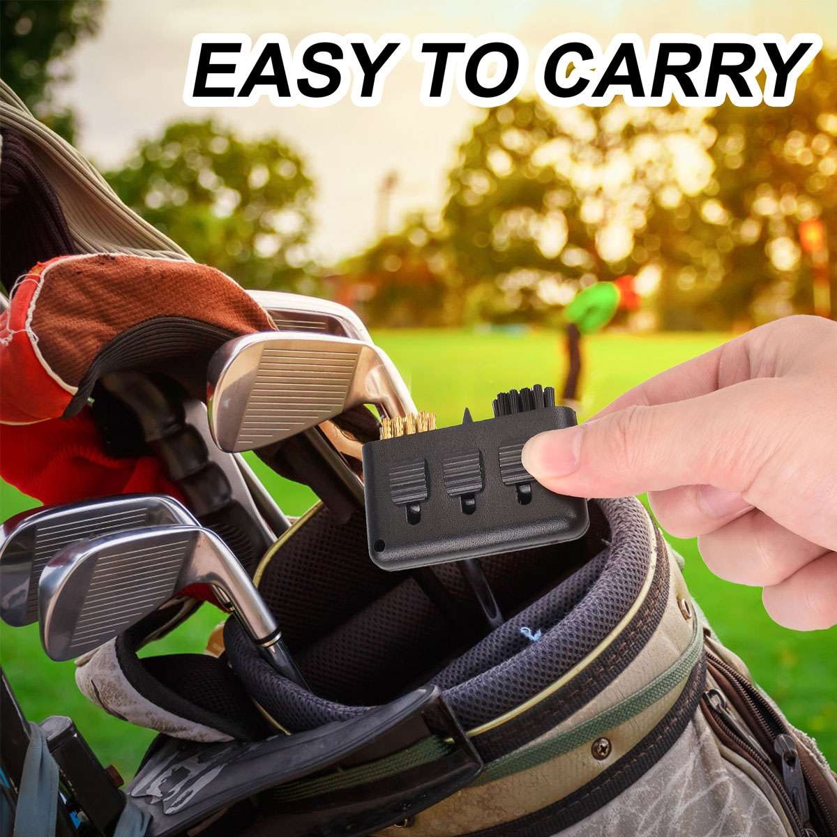 3-in-1 Portable Golf Club Cleaner Brush Retractable Pocket Accessory