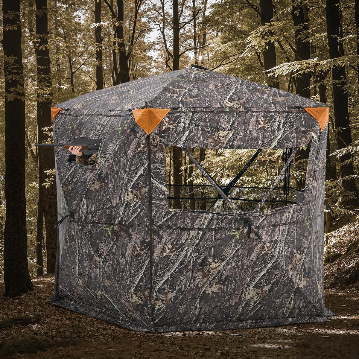 Portable Hunting Blind for 6-7 People with Carry Bag - Weather-Resistant & Quiet Design