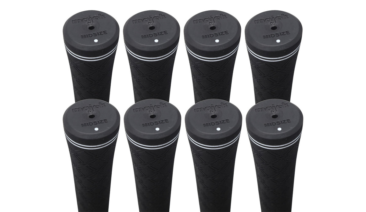 Golf Club Grip Kit - 8 Midsize Tour Pro Black Grips with Tape & Tools