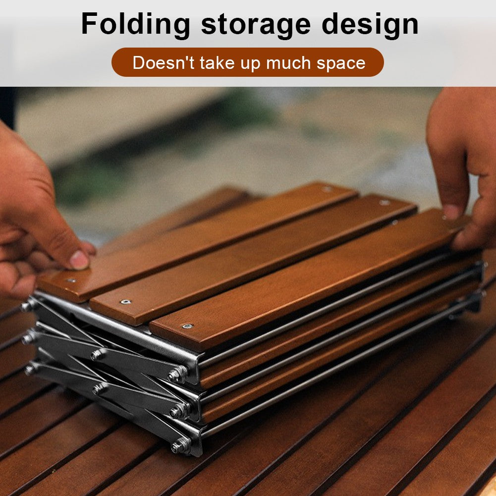 3-Tier Portable Camping Storage Rack Foldable Wooden Countertop Organizer