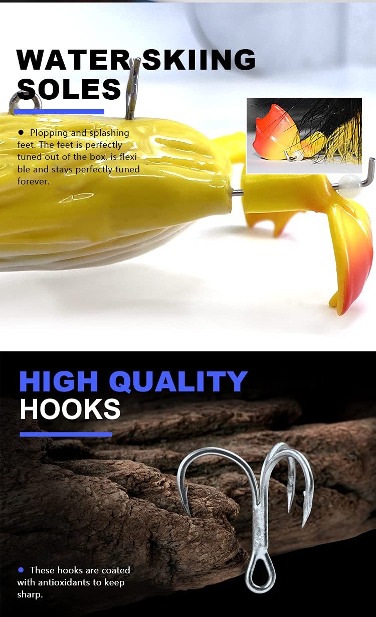 Topwater Fishing Lure 3D Duckling Floating Bait for Pike Bass Musky