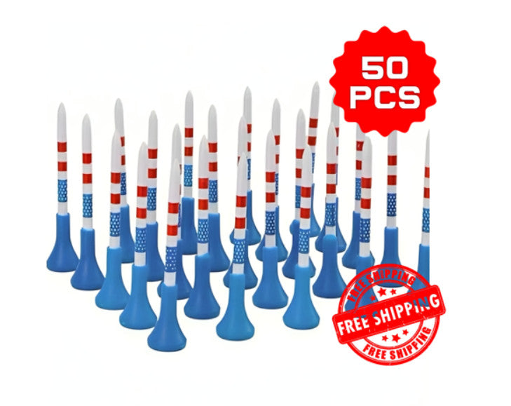 Unbreakable American Flag Golf Tees - 50 Pack 3¼ Inches for Drivers & Long Shots