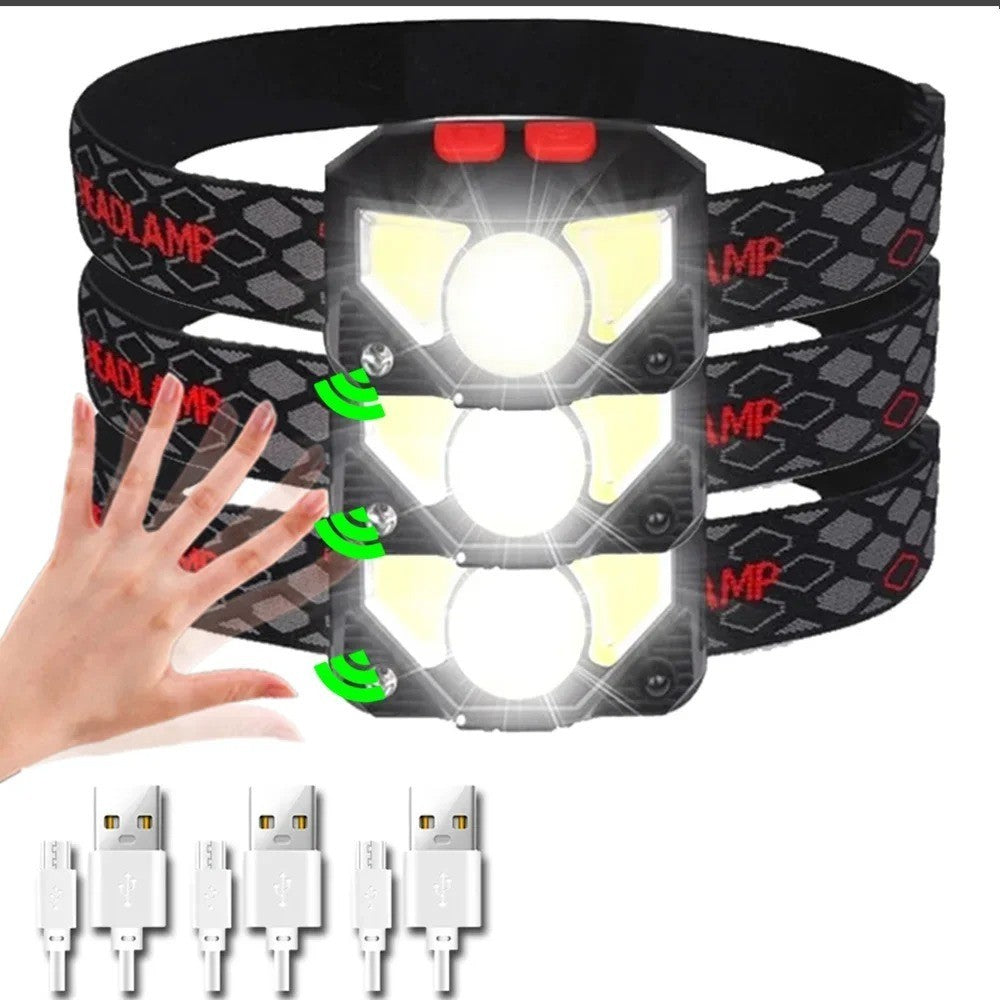 Rechargeable LED Headlamp with Bright White & Red Light for Outdoor Camping Hiking