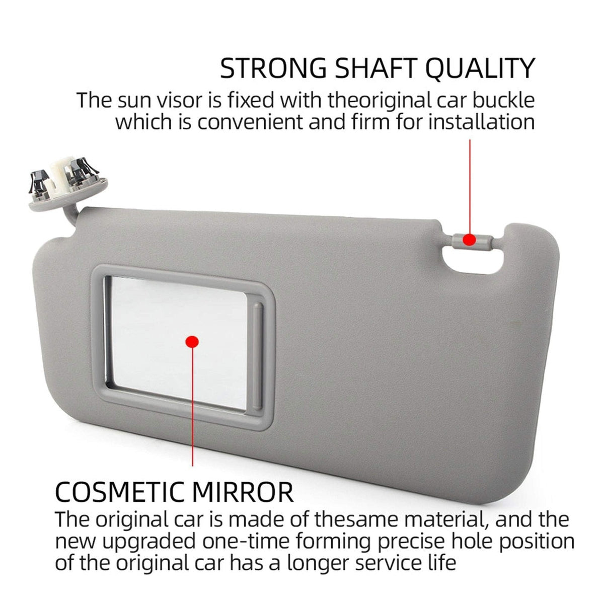 Driver Side Sun Visor with Vanity Light for Toyota RAV4 Gray