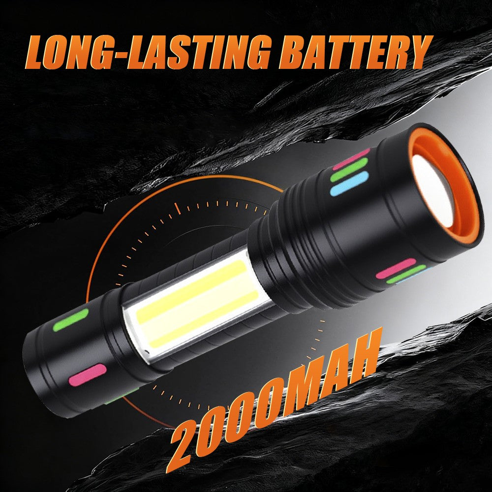 Rechargeable LED Tactical Flashlight 2 Pack Waterproof Emergency Light