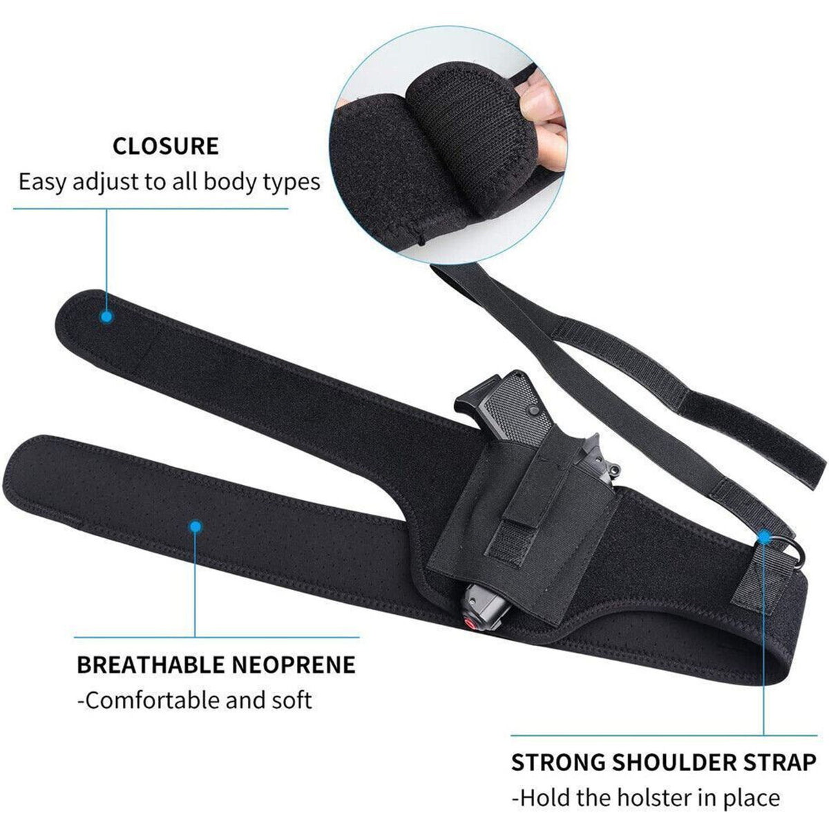 Concealed Carry Shoulder & Waist Holster for Pistols - Tactical Design, Adjustable, Secure Fit