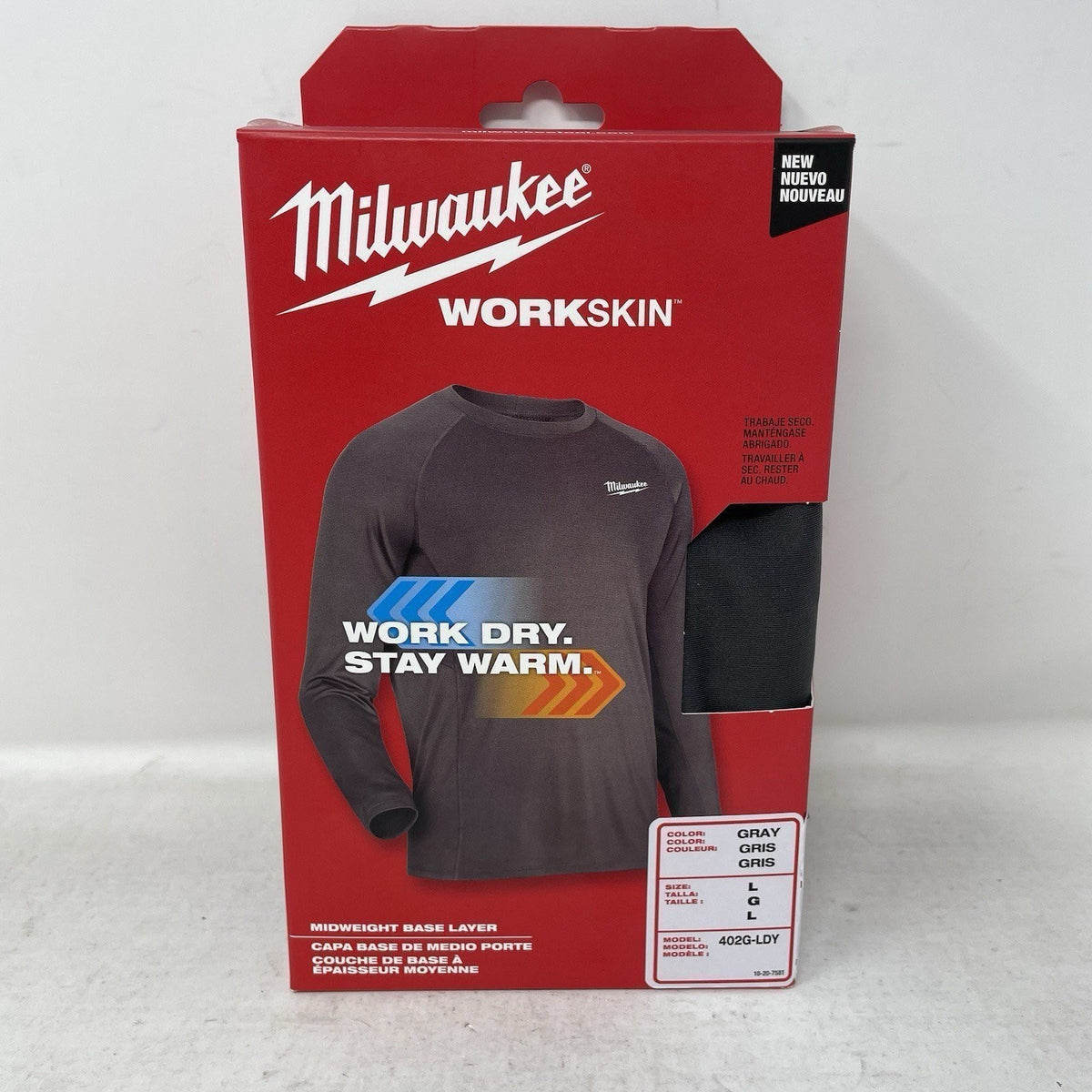 Milwaukee Men's Workskin Long Sleeve Shirt Gray Large Workwear