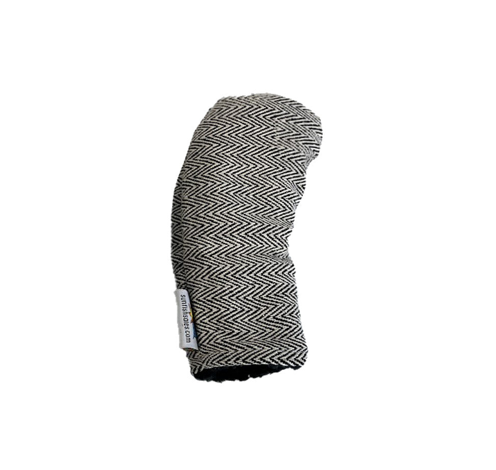 Golf Headcover Set for Driver, Fairway and Hybrid Clubs - Black Chevron Woven Barrel Design