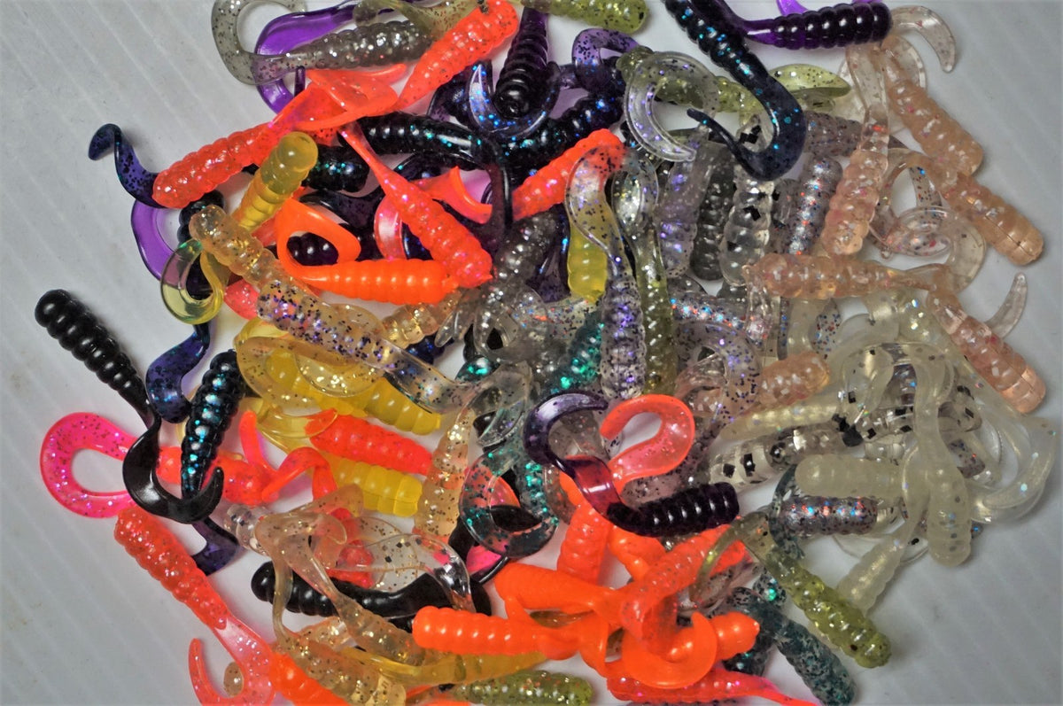 100pcs 1.5-Inch Curly Tail Grubs Soft Plastic Fishing Lures for Crappie Bream Trout