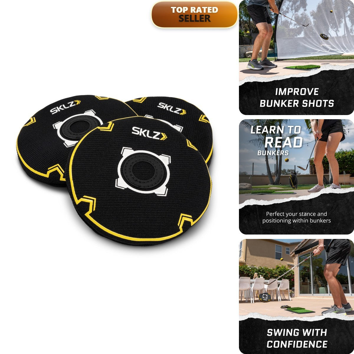 Golf Bunker Training Aid with 3 Discs for Sand Trap Practice