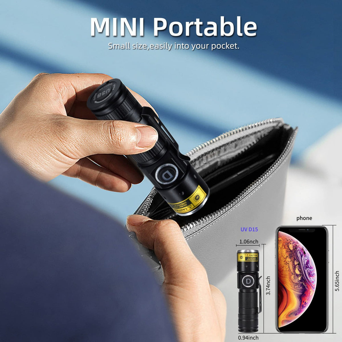 Rechargeable UV 365nm Black Light Flashlight for Detection and Scavenger Hunts
