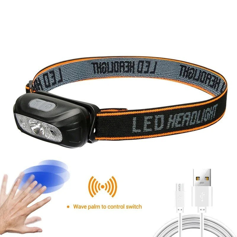 Rechargeable LED Headlamp with Bright White & Red Light for Outdoor Camping Hiking