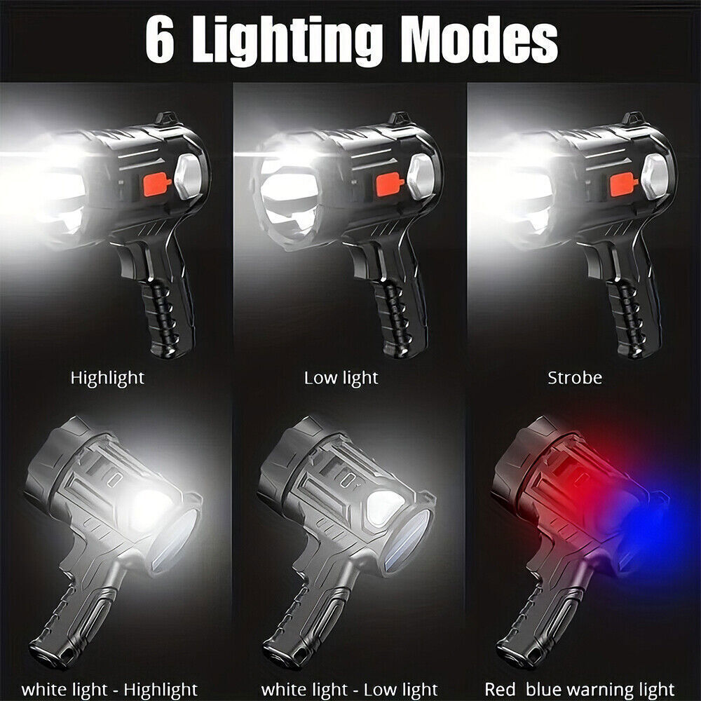 9000000LM Solar & USB Rechargeable LED Spotlight Flashlight