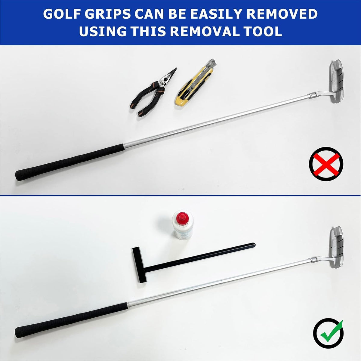 Golf Grip Removal Tool 12-Inch Stainless Steel V-Groove Grip Remover