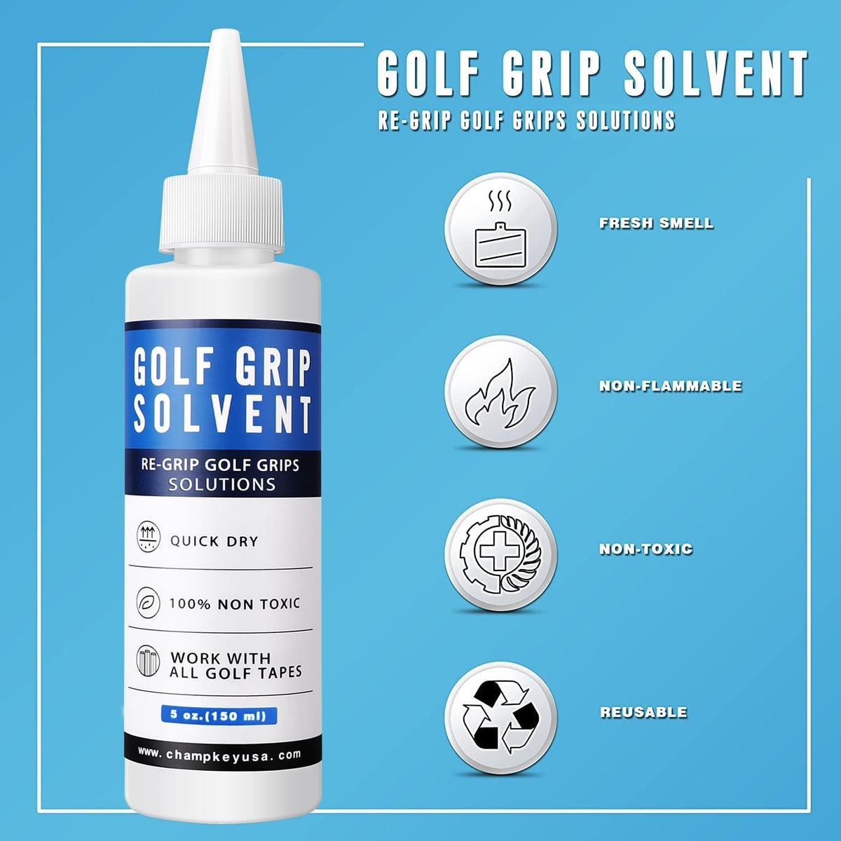 Golf Club Regripping Repair Kit with Grip Tape Solvent & Vise Clamp