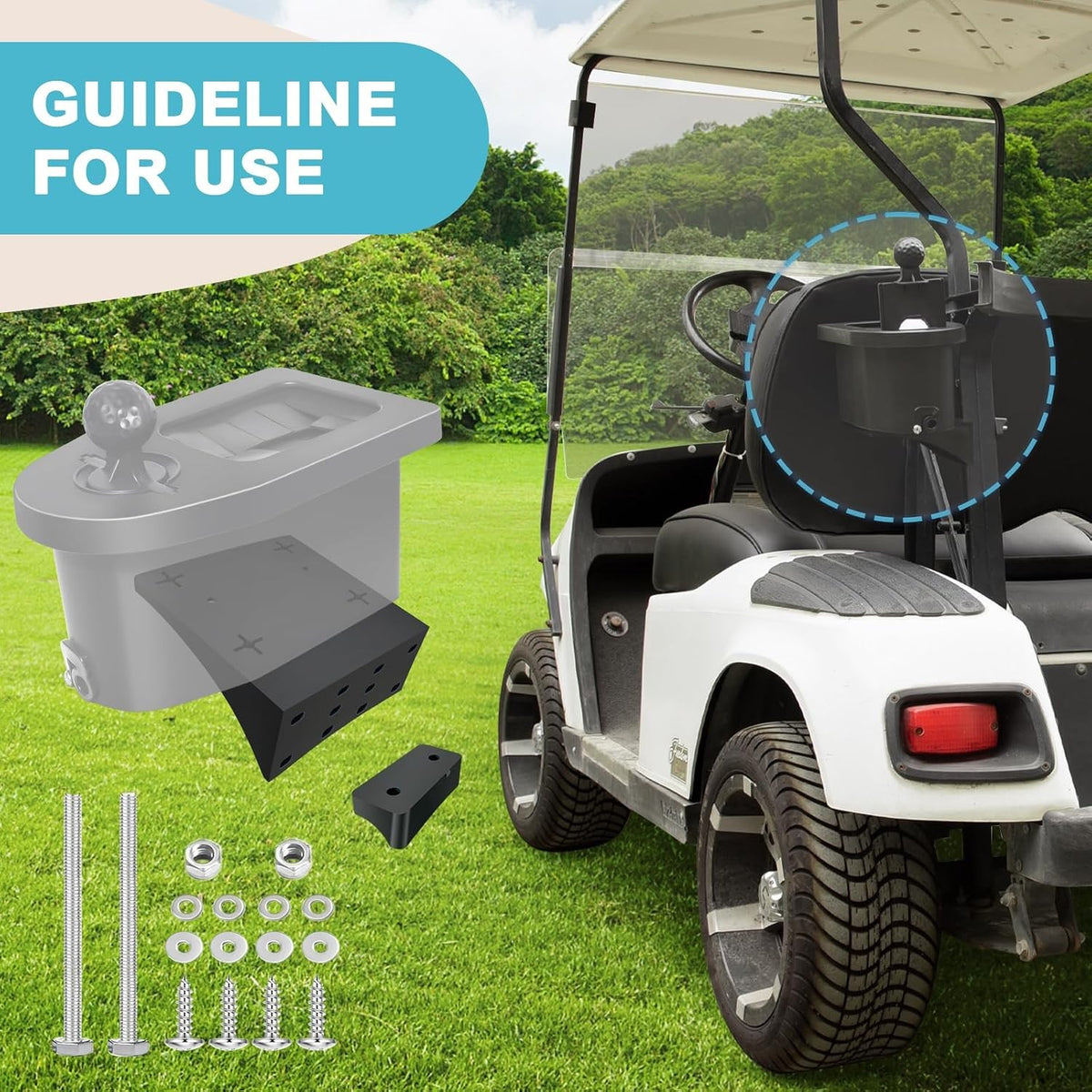 Universal Golf Ball and Club Washer Mounting Bracket for Golf Cart