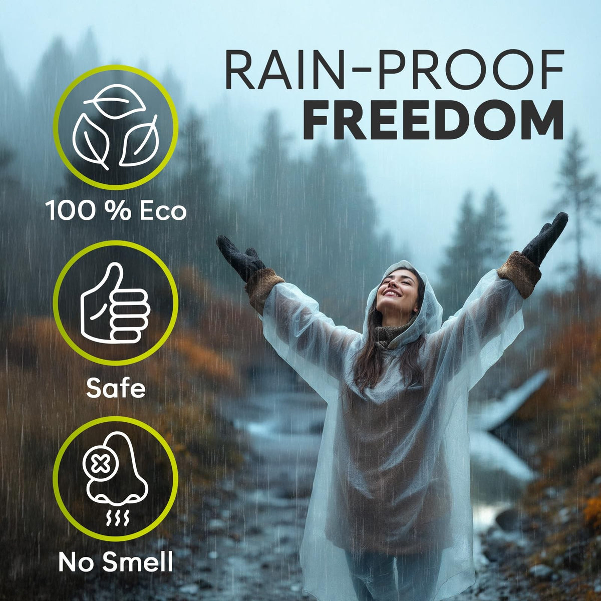 Disposable Rain Ponchos for Adults with Hood - Compact & Waterproof