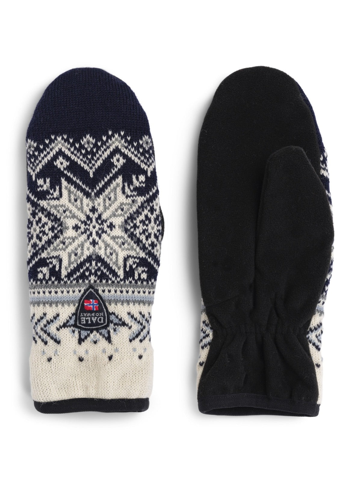 Women's Water-Resistant Wool Mittens - Norwegian Pattern, Small Off White