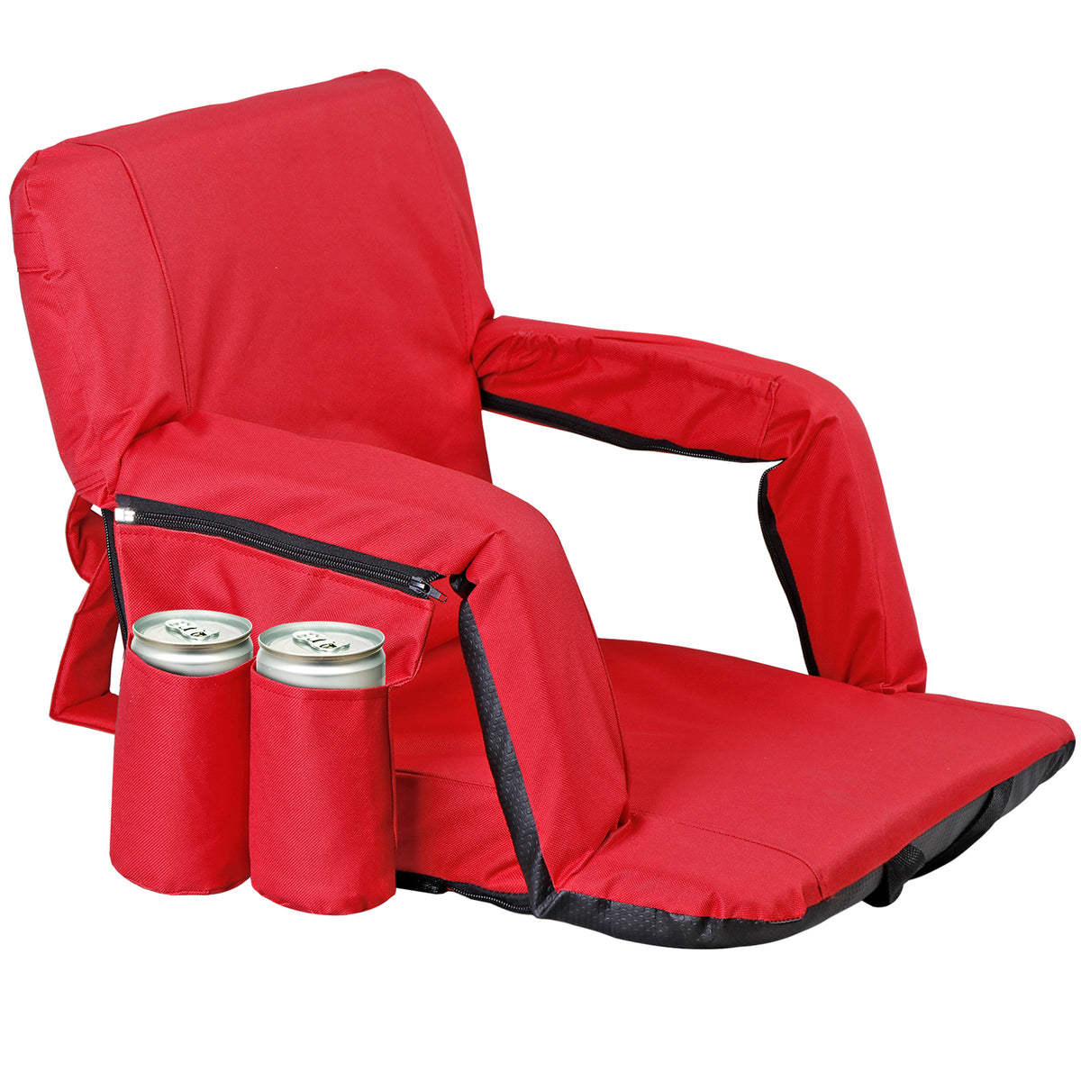 Portable Stadium Seat with Recline & Padded Backrest - Red