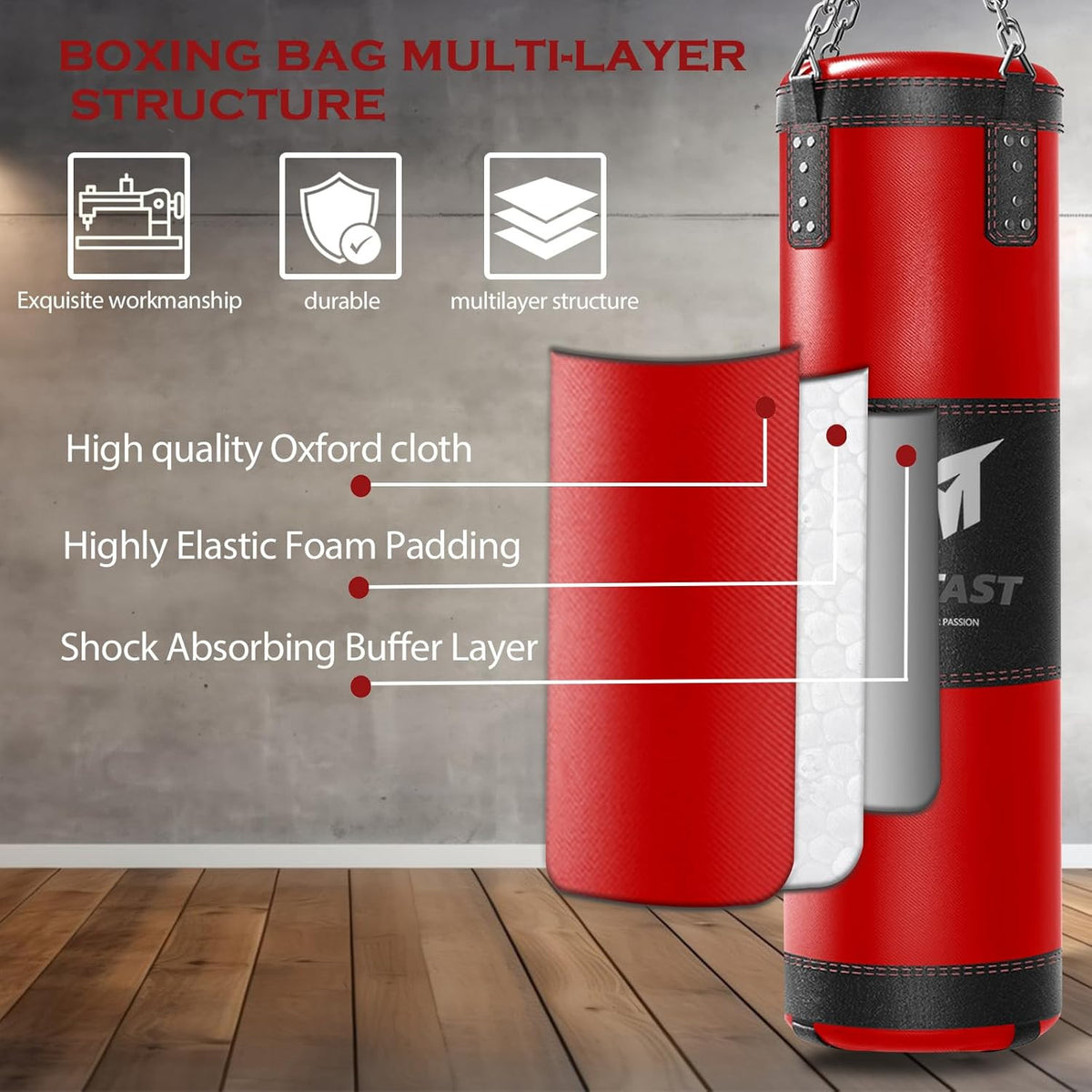 4ft Heavy Boxing Bag Set with 12oz Gloves for MMA Training - Punching Bag