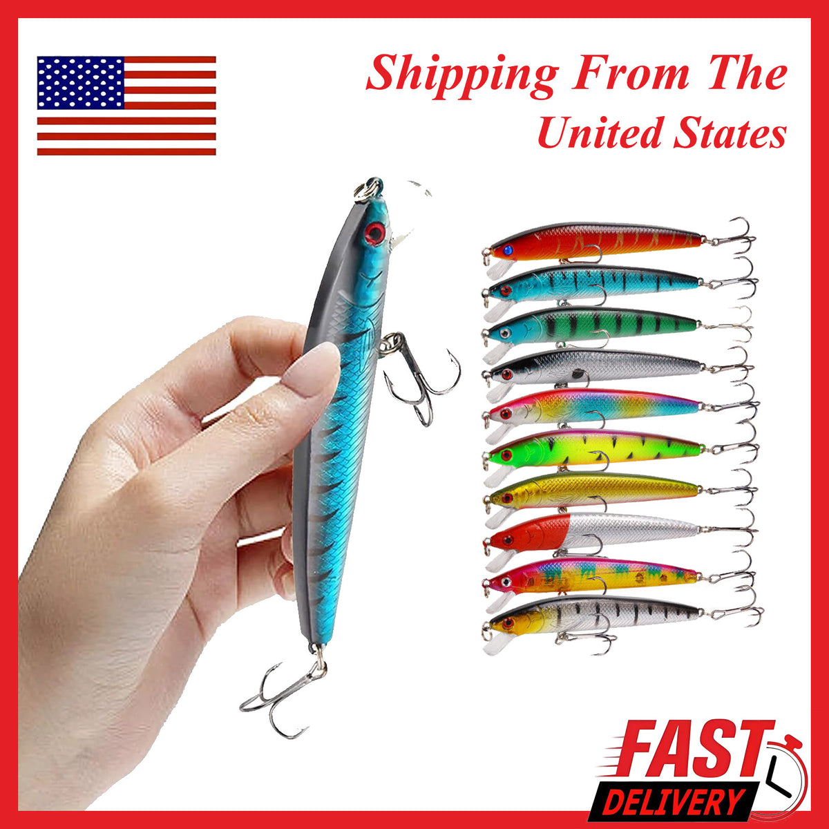 10PCS Fishing Lures Set - Life-Like Swimbaits for Bass Trout Saltwater