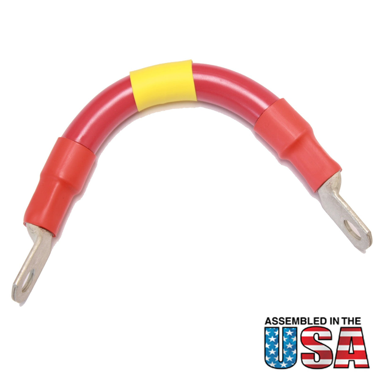 2/0 Red Battery Interconnect Cable 8 Inches with 3/8 Inch Lugs - USA Made