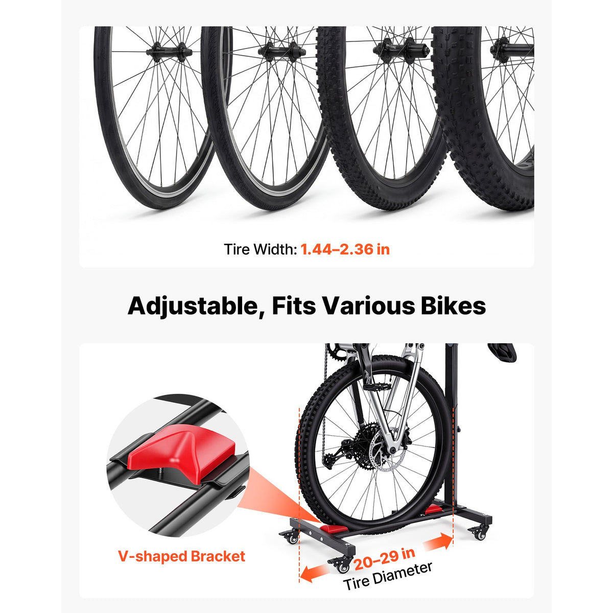 Bike Stand 2-Pack Freestanding Bicycle Rack with Vertical & Horizontal Storage
