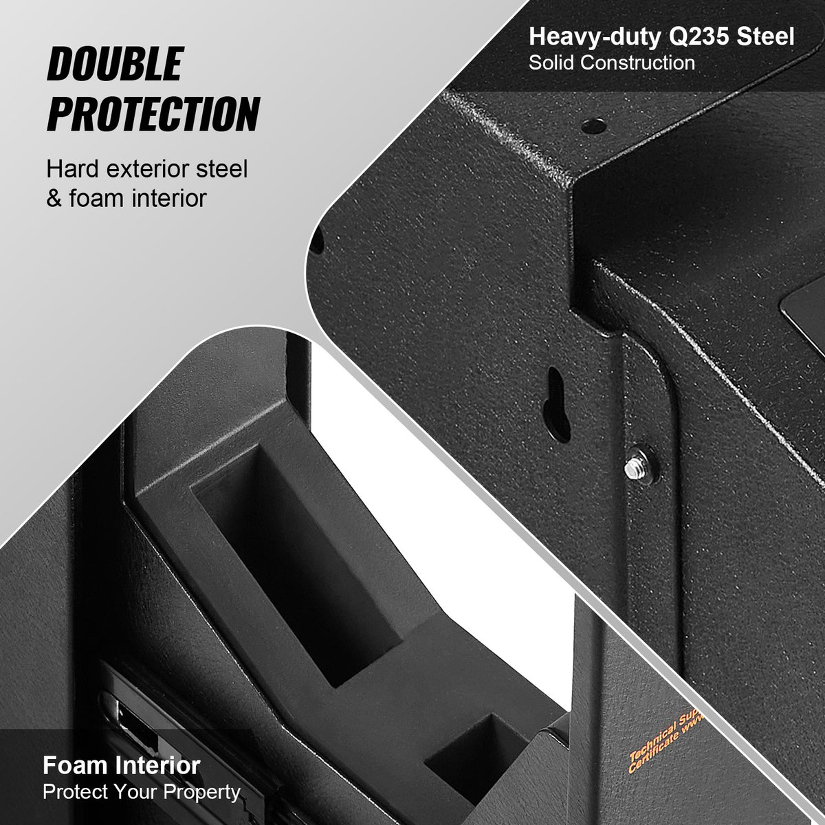 Biometric Gun Safe for Pistols with Key & Password Lock, Quick Access