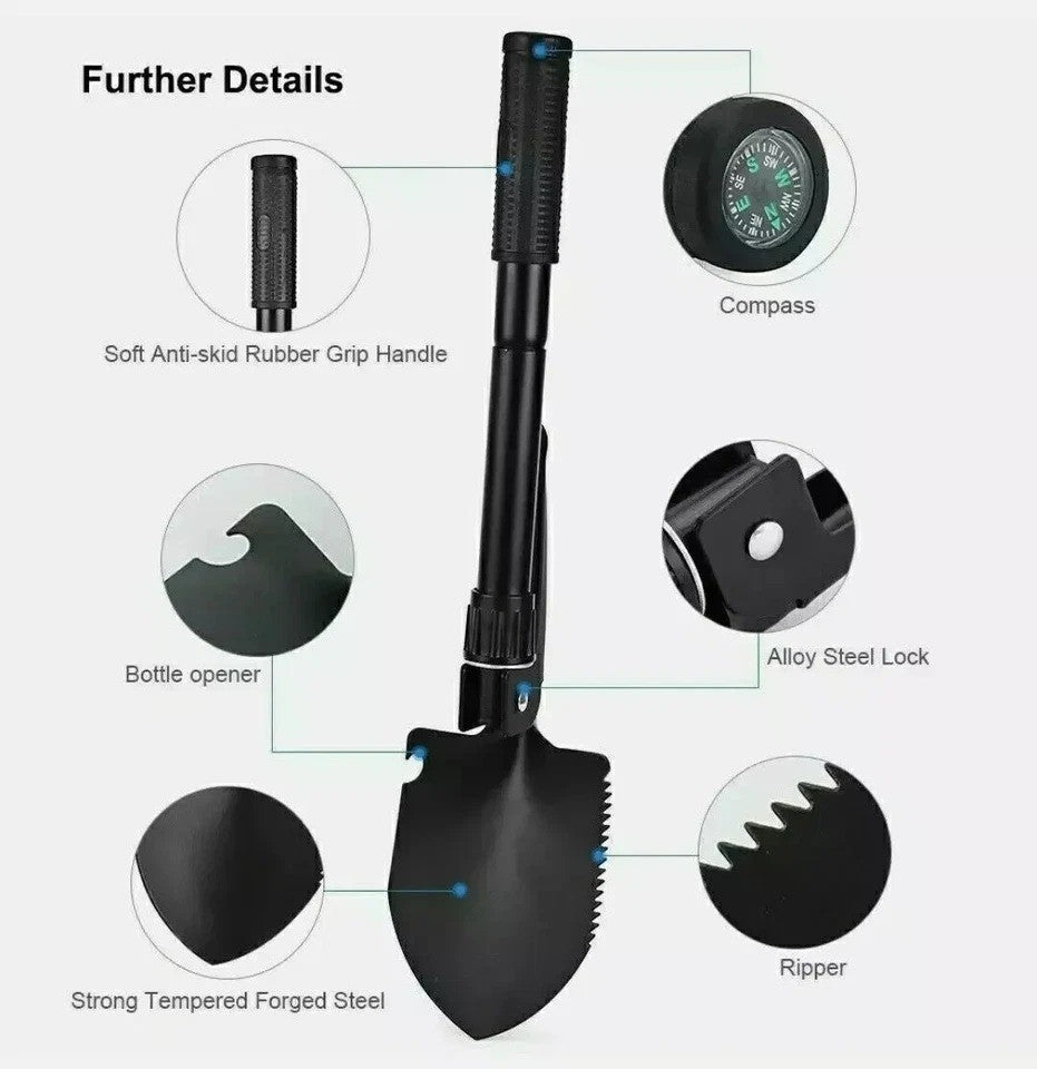 Folding Military Shovel - Compact Survival Spade for Camping, Gardening & Emergency Use
