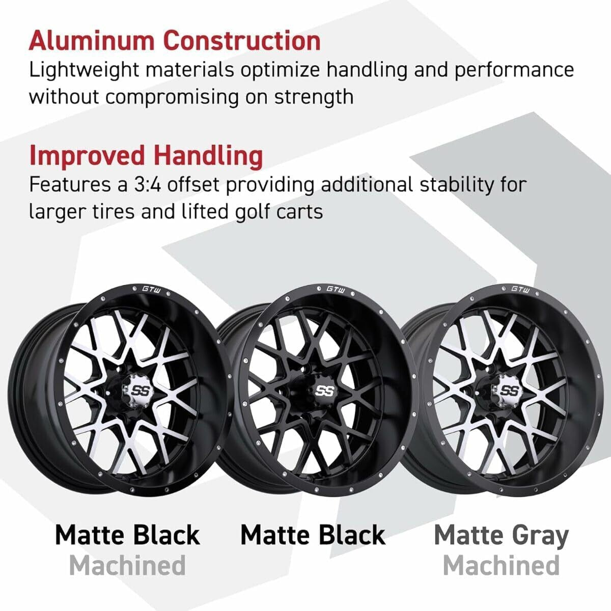 Golf Cart 14x7 Matte Black Alloy Wheel - 4x4 Bolt Pattern ET-25 Offset