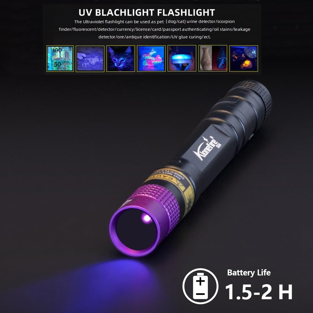 365nm Shortwave UV Black Light for Mineral Rock Hunting Compact Pocket Size