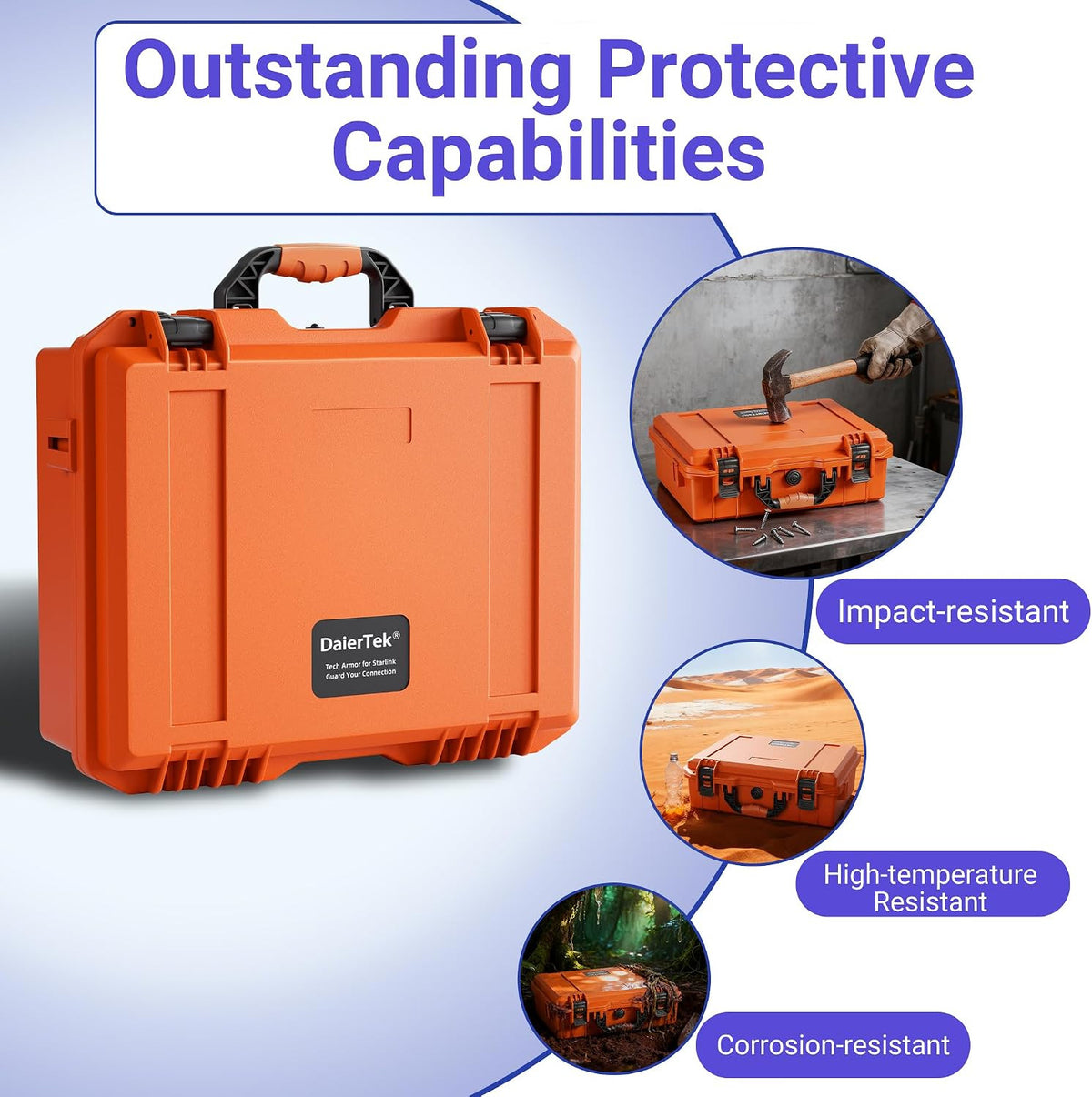 Travel Hard Case for Starlink Mini Kit with Tripod - Waterproof Orange
