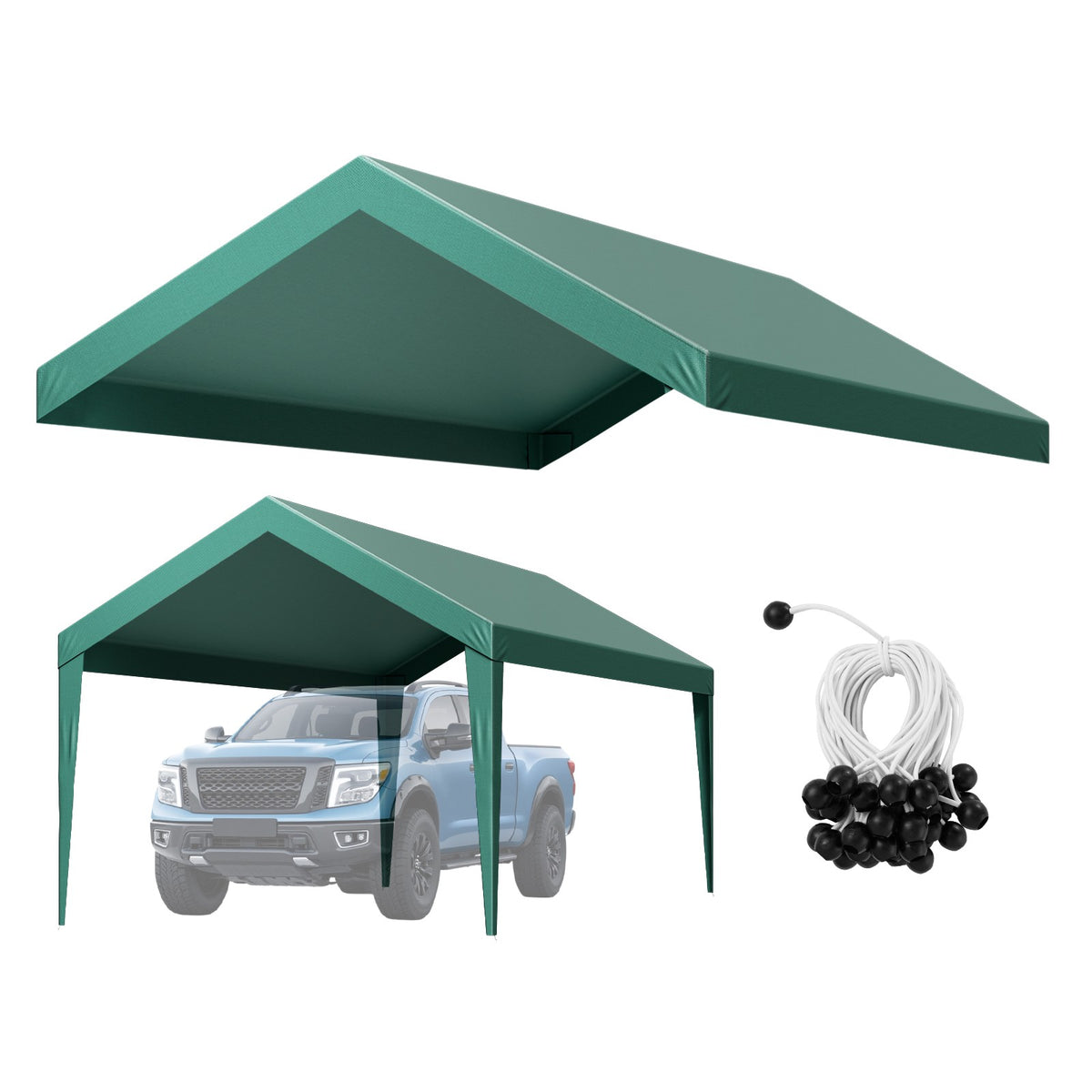 10x20 ft Carport Replacement Canopy Cover UV-Resistant Weatherproof Tarp