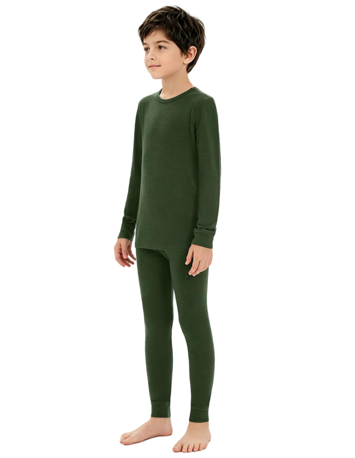 Kids Merino Wool Base Layer Set - Thermal Long Johns & Top for Boys Girls